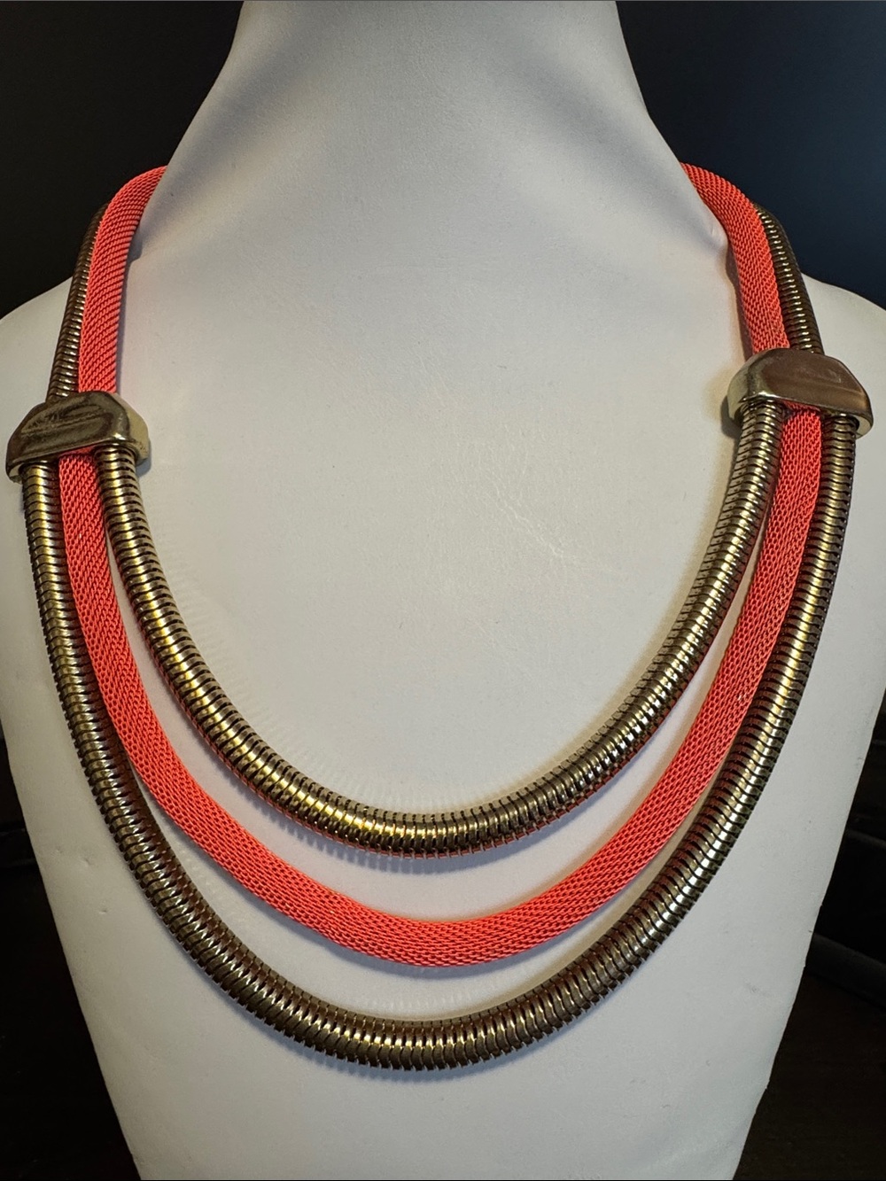 VINTAGE Mika Gold and Coral Necklace